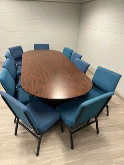 Large Wooden Oval Conference Table 12’ x 4’ (Chairs NOT Included)