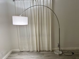 Arc Floor Lamp - Marble Base with Drum Shade