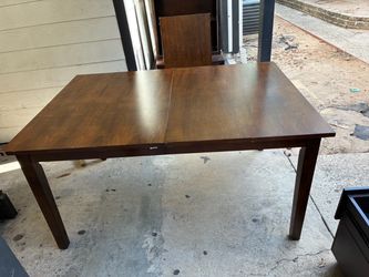 Yard sale ( Expandable Wooden Dining Table with Removable Leaf – Brown Finish)