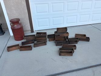 Vintage Kraft & Blue Label Wooden Cheese Boxes