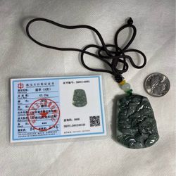 Hand-Carved Jade Pendant w/ Certificate