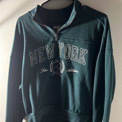 Aéropostale Forest Green "New York" Quarter-Zip Pullover - Medium