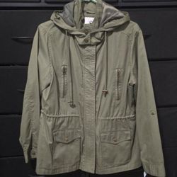 Olive Green Utility Parka Jacket 