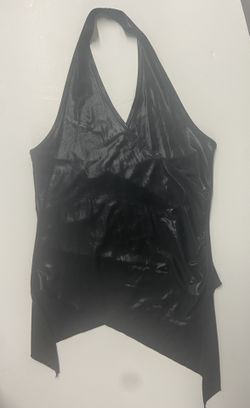 Sexy Goth bluse Black shiny leather looklike sz S 