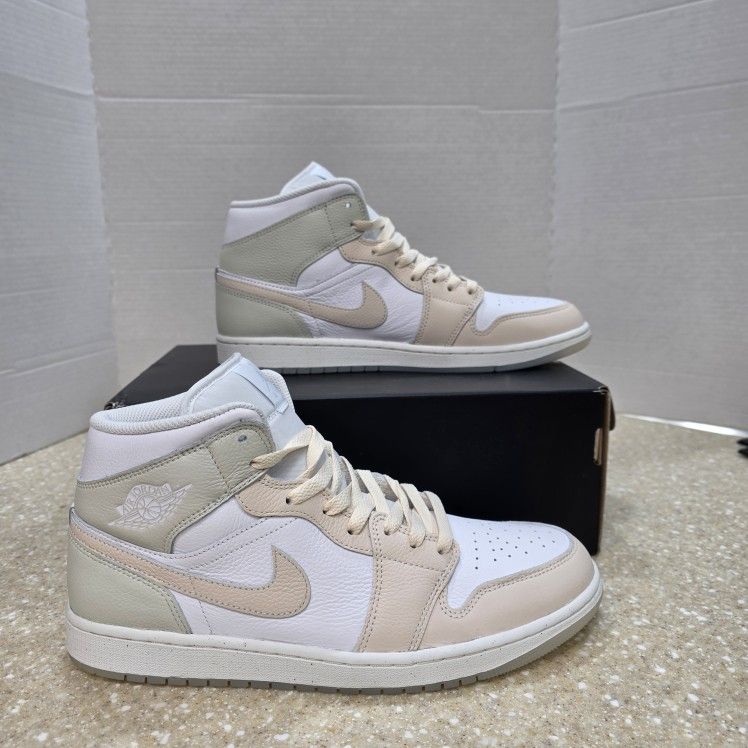Air Jordan 1 Mid SE in the White/Guava Ice-Sea Glass-Glacier Blue colorway, style code HJ6654-100 Sneakers Men's Size 11.5 NIB