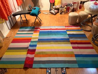 Large Colorful Striped Area Rug
