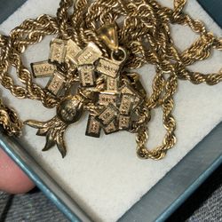 Money Tree Pendant And Rope Chain 