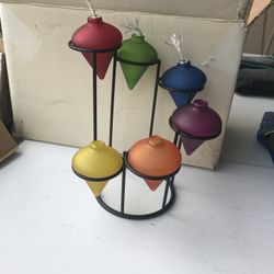 Oil Lamp - Bright Rainbow Set Of 2