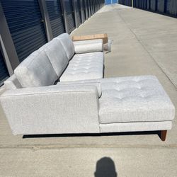 Brand New. Mid Century Modern Tufted Sofa Sectional. Left Arm Facing. Retails Over $2300. 