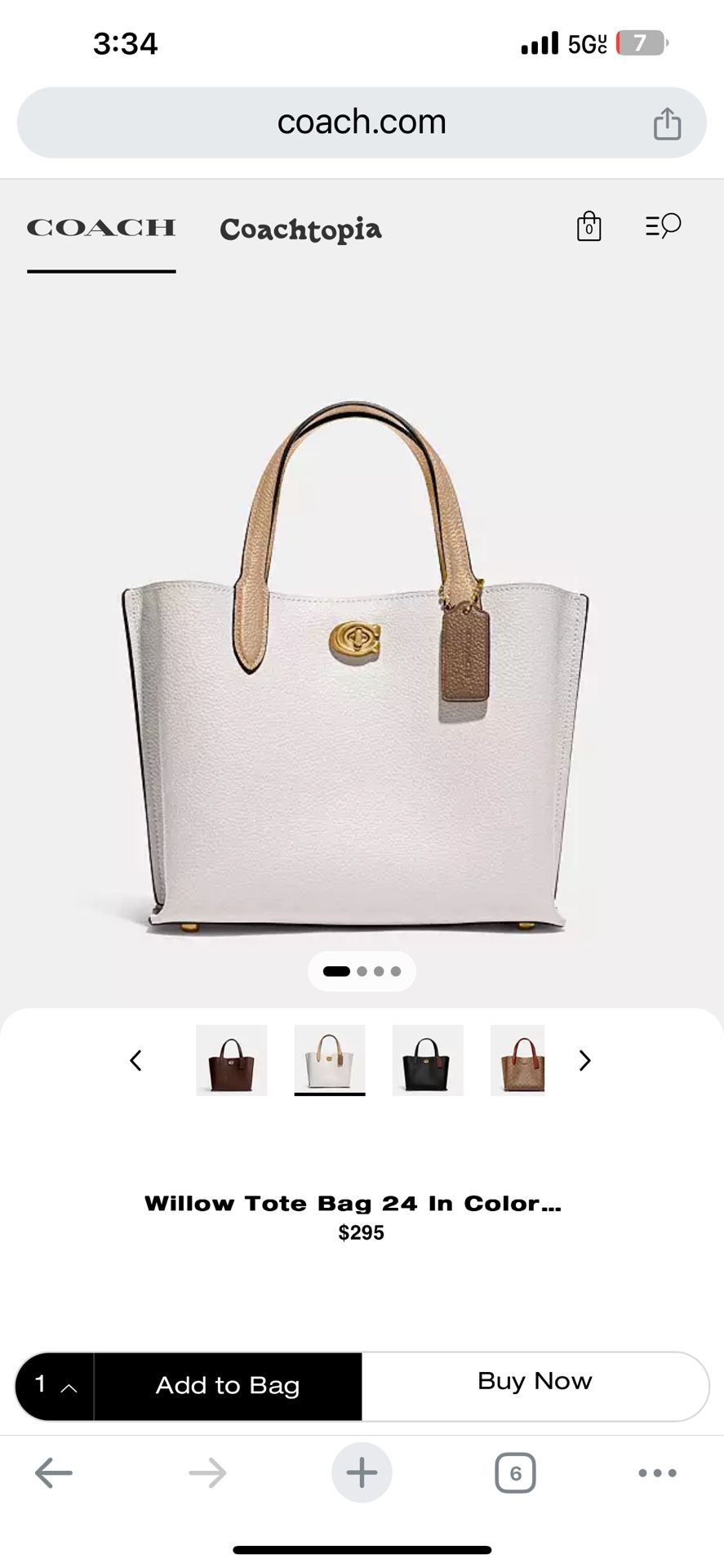 Coach Willow Tote Bag 24 In