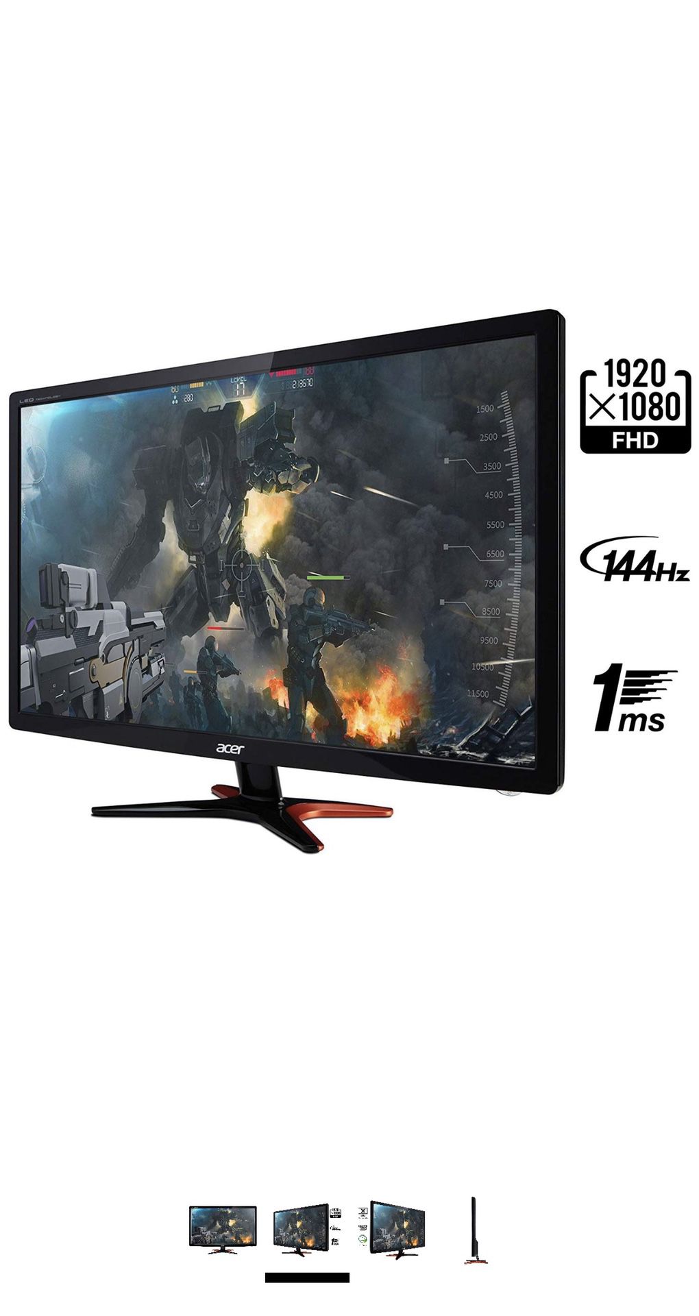 From the manufacturer Acer GN246HL Bbid 24-Inch 3D Gaming Display (144Hz Refresh Rate)