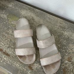 J Slides Metallic Suede Slides
