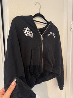 Darc Sport "Wolves" cropped zip-up hoodie Size S