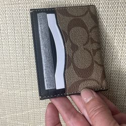 Authentic Coach signature leather/calf card case/ID