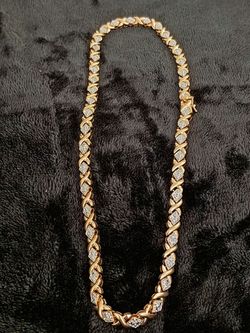 Gold-Toned, Sterling silver X and O Link Necklace