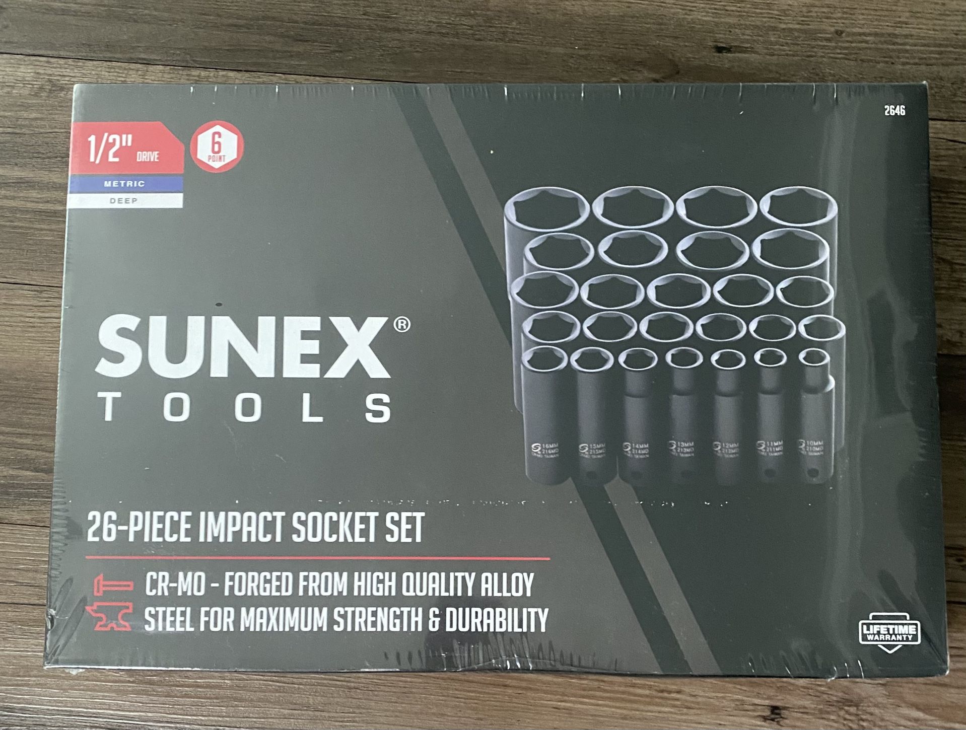 SUNEX TOOLS 6-Point 1/2 Inch Metric Deep Impact Socket Set 10mm-36mm