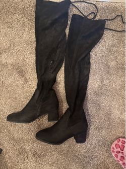 Dream Pairs Sock Boots Womens Black Over The Knee Block Heel, Laurence