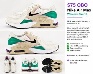 Nike Air Max Women's Size 10 💜💚 Nike Air Max sneakers in women's size 10.
