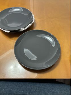 dark gray glass dinner plates 4pc