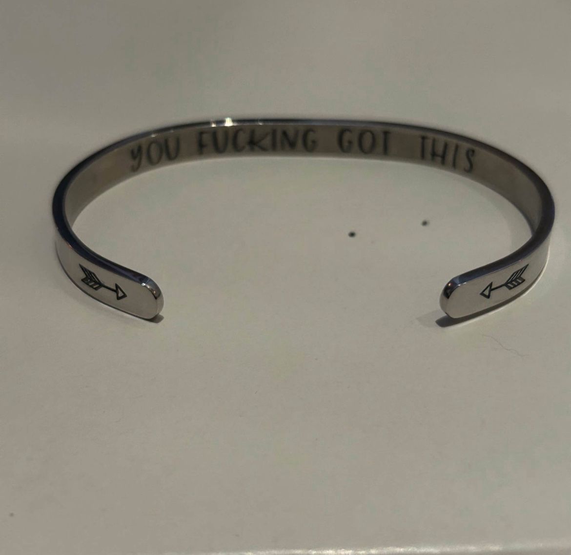 Motivational Silver Cuff Bracelet