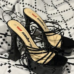 Strappy Lace Up High Heels Black