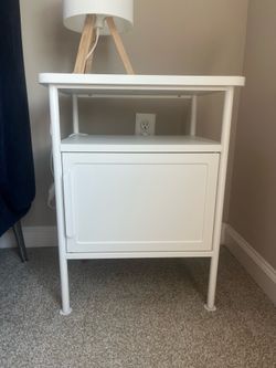 Two IKEA white metal night stands