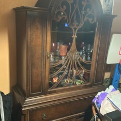 Antique Hard Wood China Cabinet
