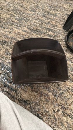Dark Wood Desktop Organizer Box