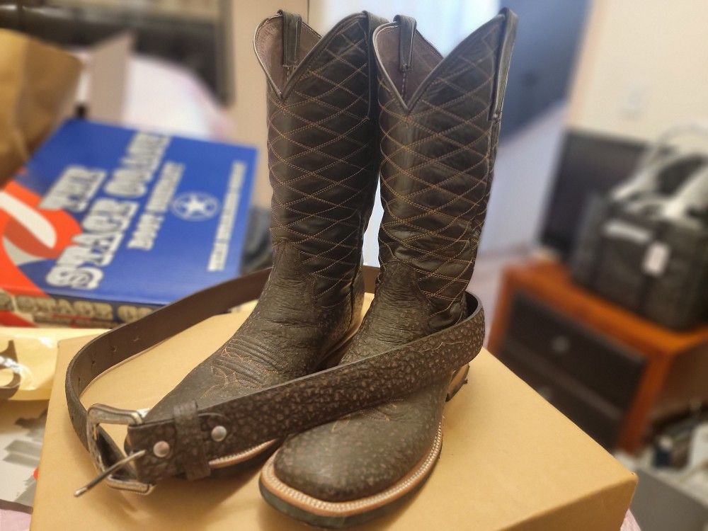BOTAS PIEL DE MULA/MULE LEATHER BOOTS (SZ 8.5) USED