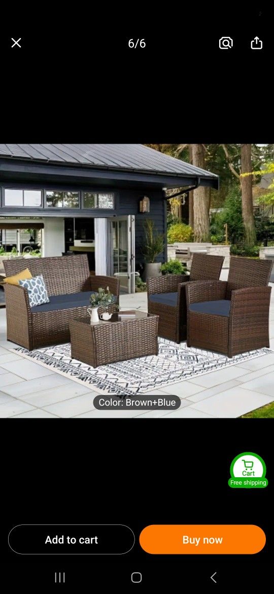 Box Sealed 4pc Patio Furniture Brown/blue Grey/off White