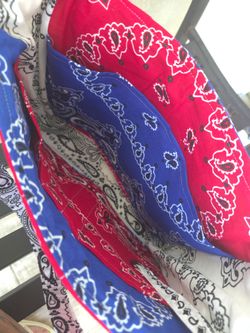 Red, white and blue bandana tote
