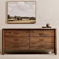 Free Delivery NEW IN-BOX 6-Drawer Dresser Solid Mango Wood + Brass Gold Handles (Retail $2,199+tax)
