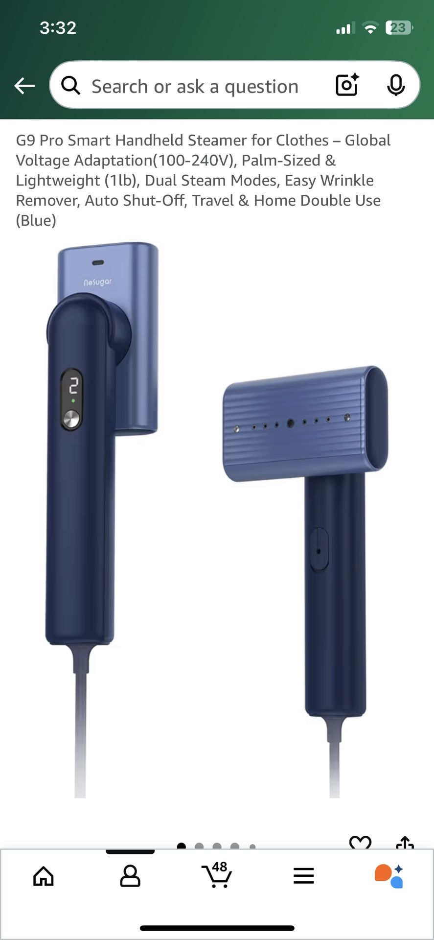 Brand New : Smart Handheld Steamer for Clothes