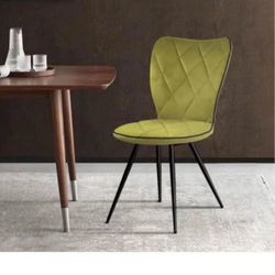 green velvet wing back side chair x2