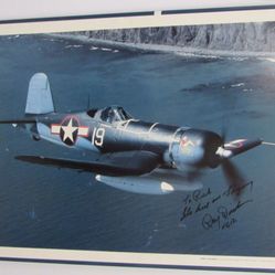 Signed military plane poster framed