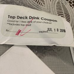 Top Deck Bar (port Hueneme , California Drink Coupon)
