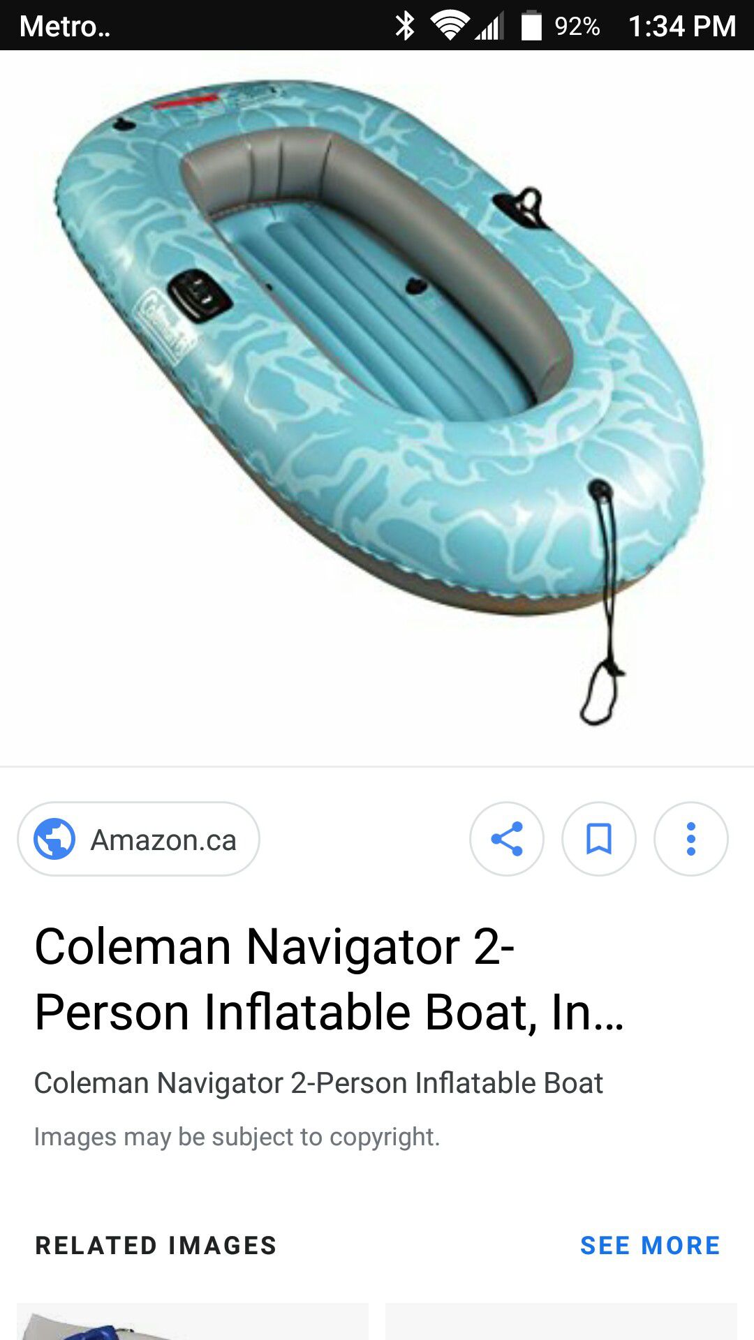 Coleman 2 Person Inflatable Boat with Oars