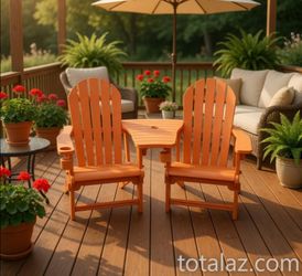 Outdoor Adirondack Chairs Set with Removable Tabletop & Umbrella Hole