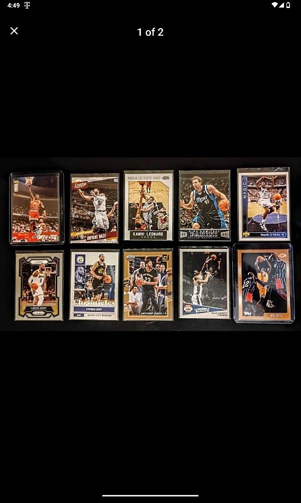 NBA Kobe Bryant Michael Jordan  & all time NBA legends 10 card lot.