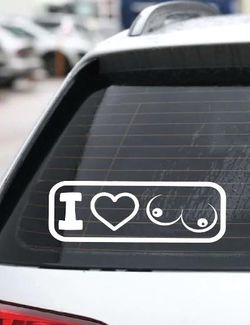 Vinyl decal I LOVE BOOBIES size 5 inches