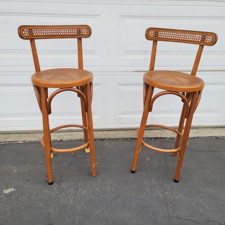 Cane And Rattan Counter Chairs