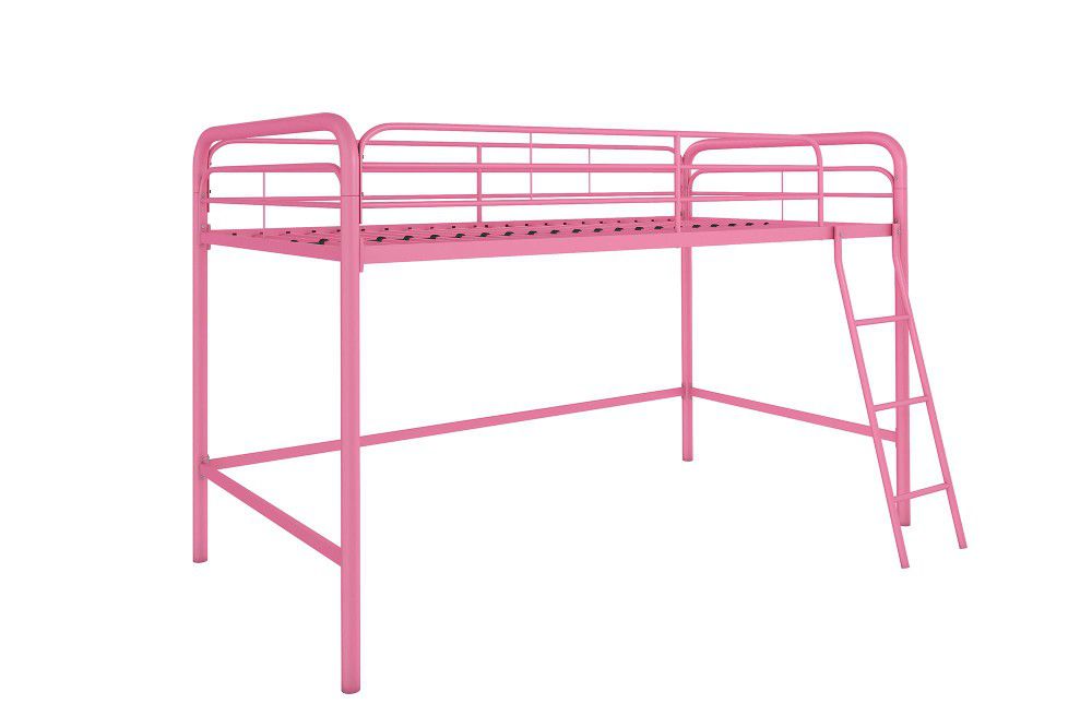 NEW twin pink metal junior loft bed