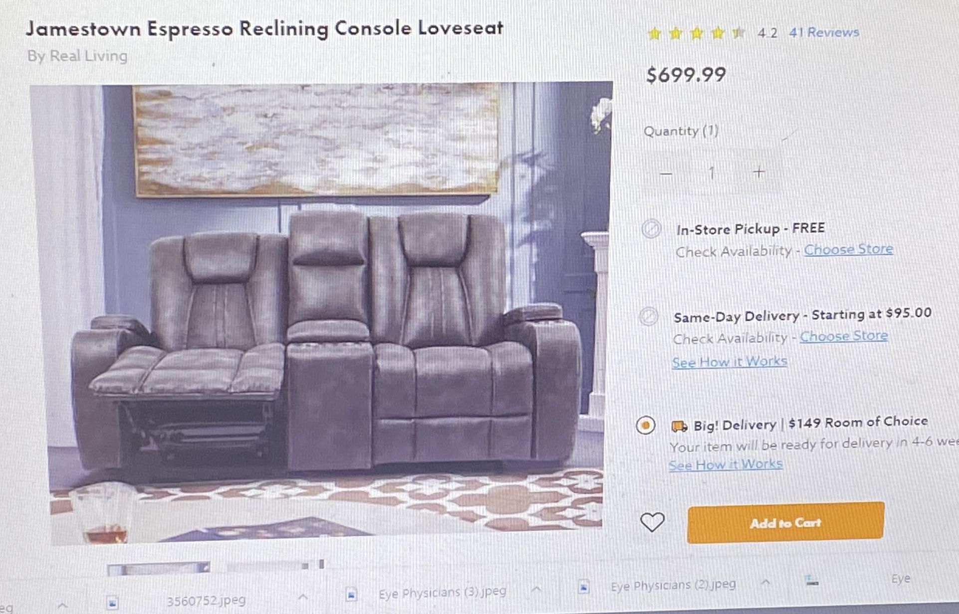 Jamestown espresso reclining sofa sale