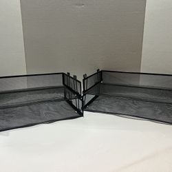Stackable Paper Tray Desk Organizer 4 Tier Metal Mesh (2Small Trays, 2Big Tray)