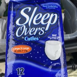 8 Packs of L/XL Sleep Over ByCuties Night Time  Diapers Pull-ups 60-125 Pounds; 15 Packages For Less than Stores sell for-$7 a Pack