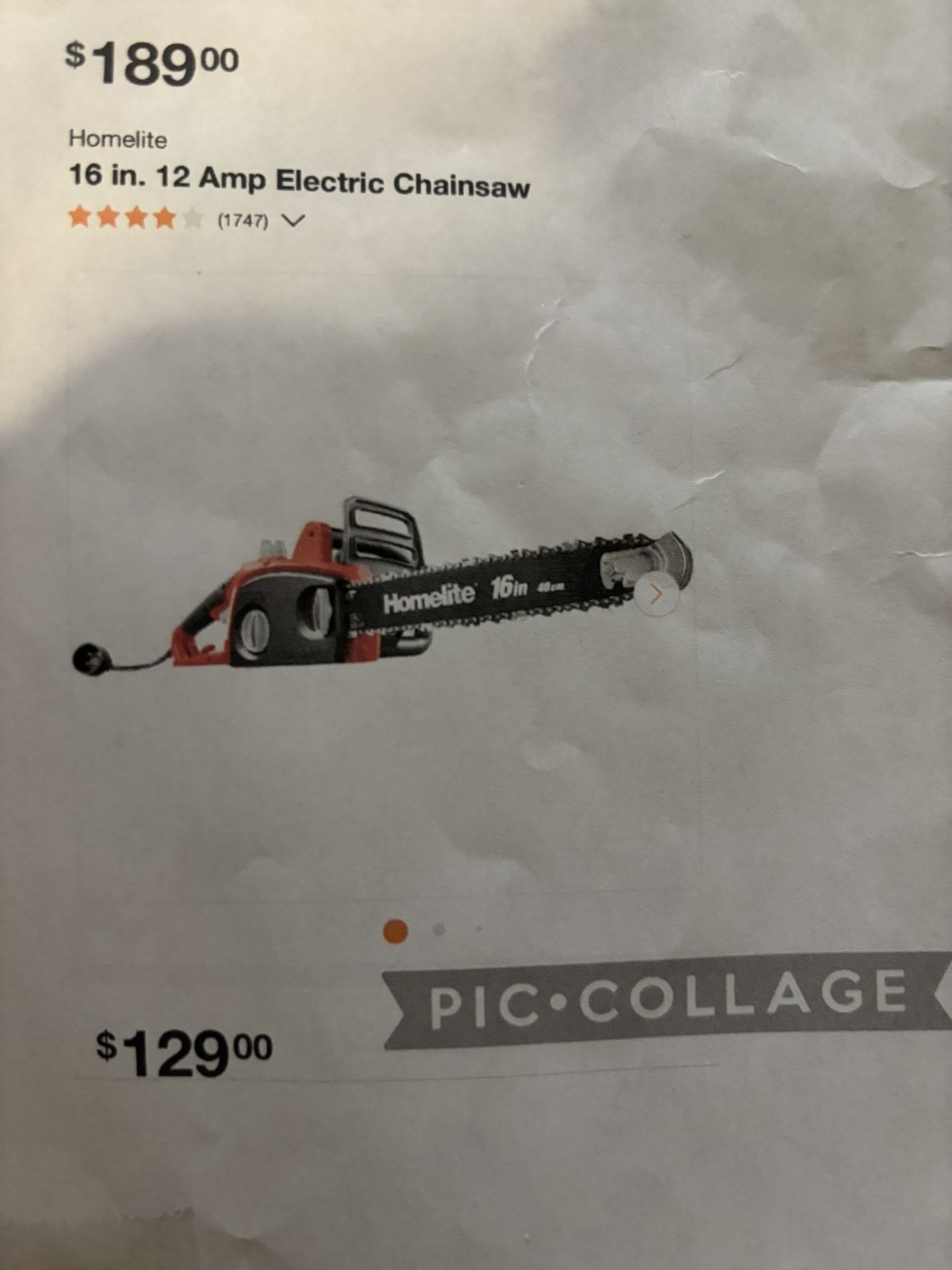 Homelite Electric Chainsaw 