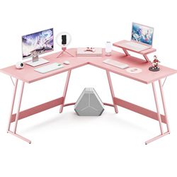 Pink L-shaped Desk