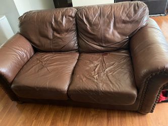 Brown Leather Love Seat