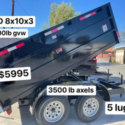 Néw Dump Trailer 8x10x3 7000lb Gvw $5995 Cash Only Not Finance 
