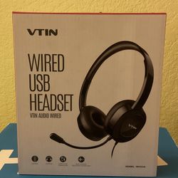 New VTIN Computer Wired USB Headset with Microphone, Zoom/Skype/Remote, New